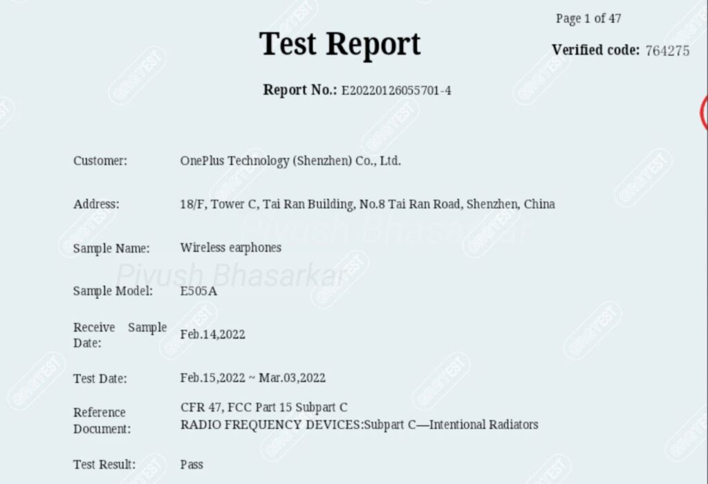 OnePlus Nord Buds : FCC