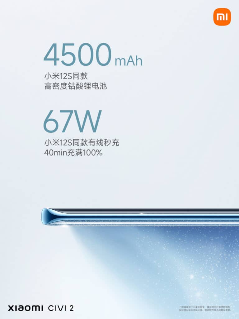 Xiaomi Civi 2 Battery & Power Details