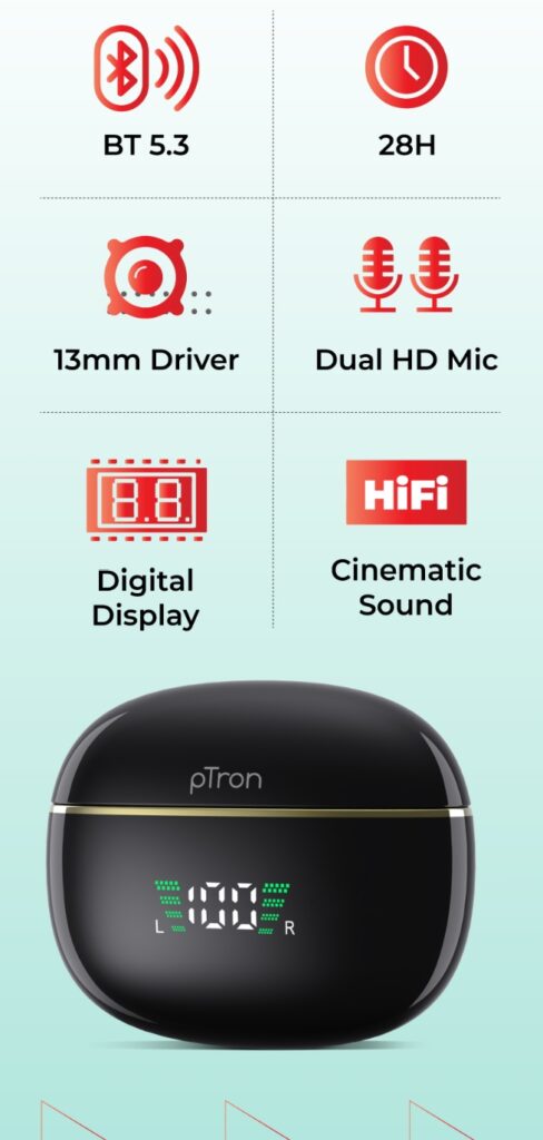 pTron Bassbuds Perl Specifications and Features