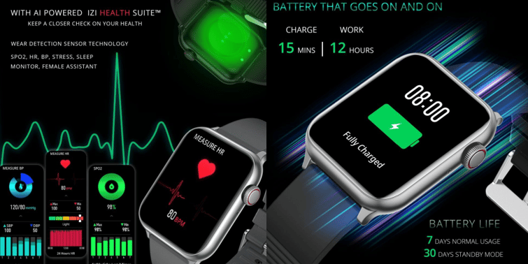 IZI Prime Health features and Battery life 