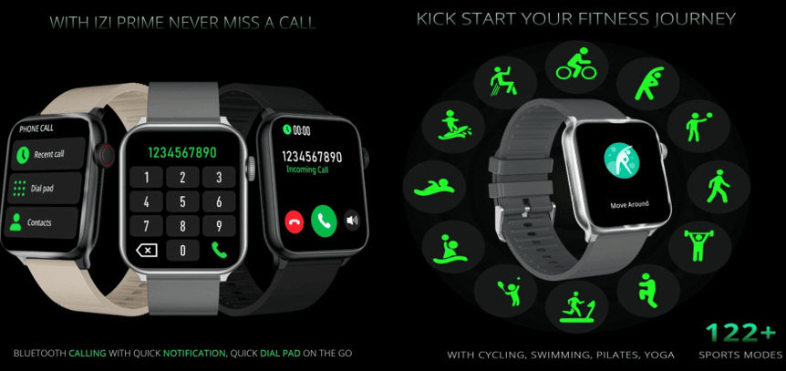 IZI Prime Bluetooth calling and Sports modes