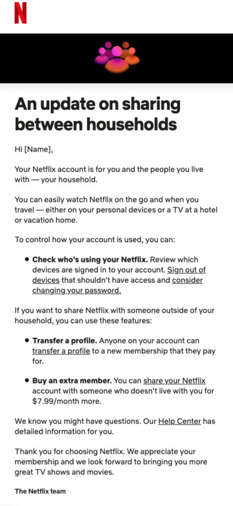 Netflix Password Sharing plan