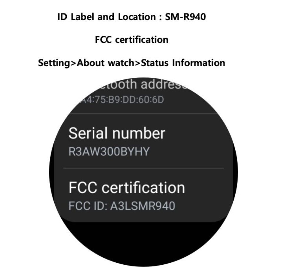 Samsung Galaxy Watch 6 44mm SM R940 FCC Label